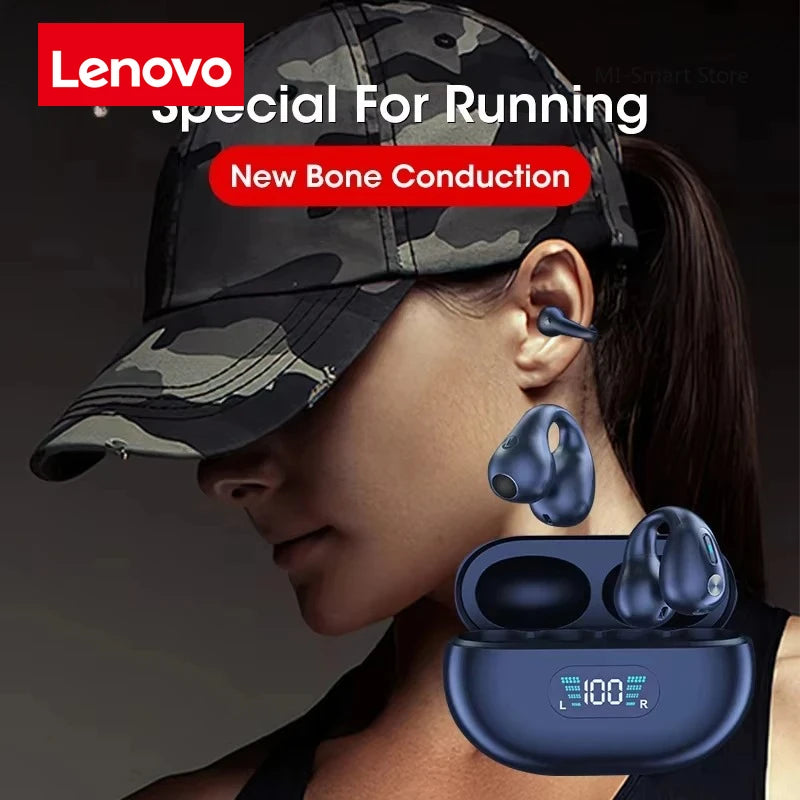 Lenovo Original Bone Conduction TWS Earbuds Ambie Sound Earcuffs Ear Earring Wireless Bluetooth Earphones Sport Headset