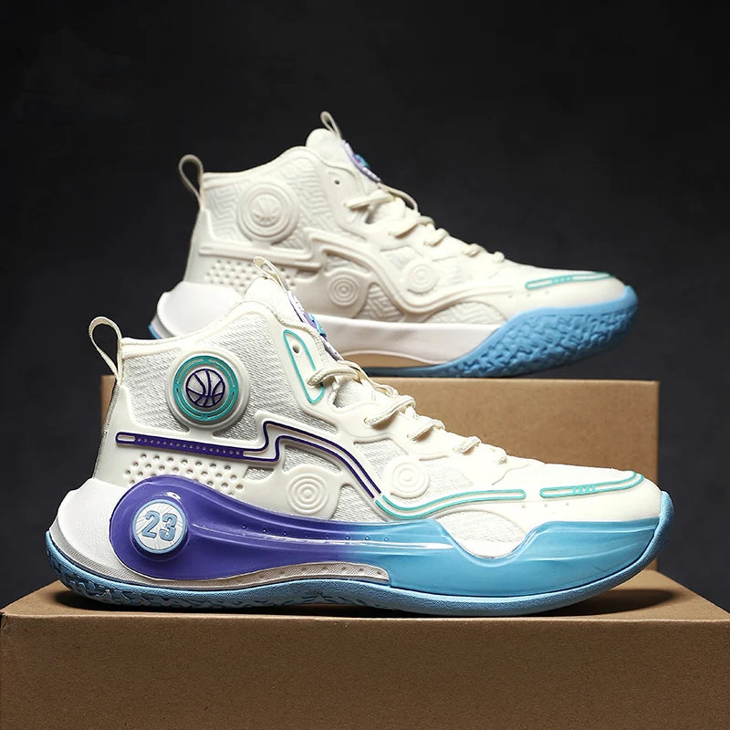 Unisex Basketball Shoes Thick Bottom Rebound Combat Training Sneakers Breathable Comfort Competition Basketball Boots for Men