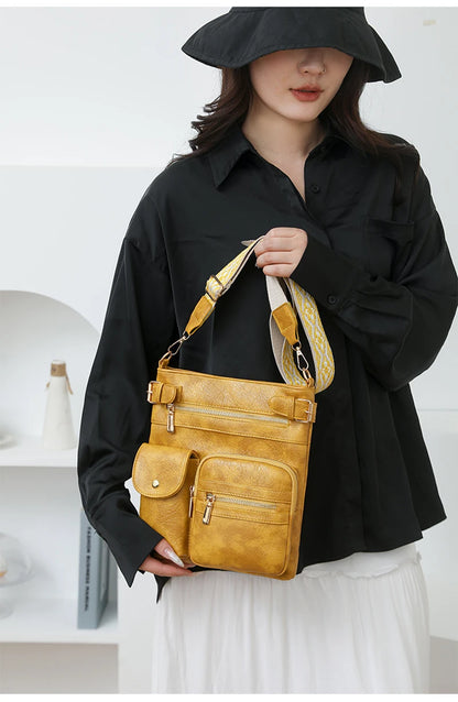 Designer Luxury Handbags 2025 New Vintage Soft Leather Tote Bags For Women Multi-pocket Shoulder Messenger Bags High quality Sac