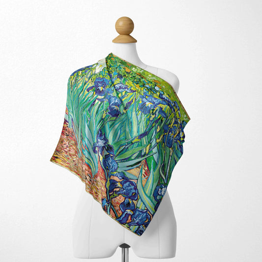 70CM*70CM Van Gogh Oil Painting Fashion Scarves for Women Print Silk Satin Hijab Scarf Female Luxury Brand Square Shawl Scarfs