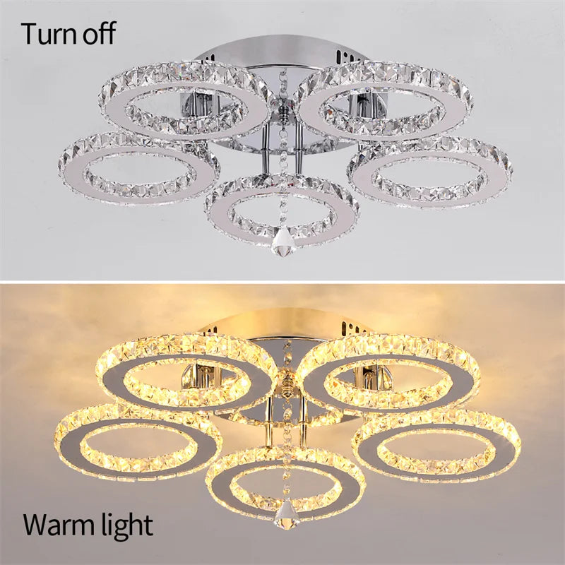 Modern Pendant Light Led Crystal Ring Ceiling Lamp Living Dining Room Chandelier Lustre Bedroom Luxury Home Decor Fixture Lumina
