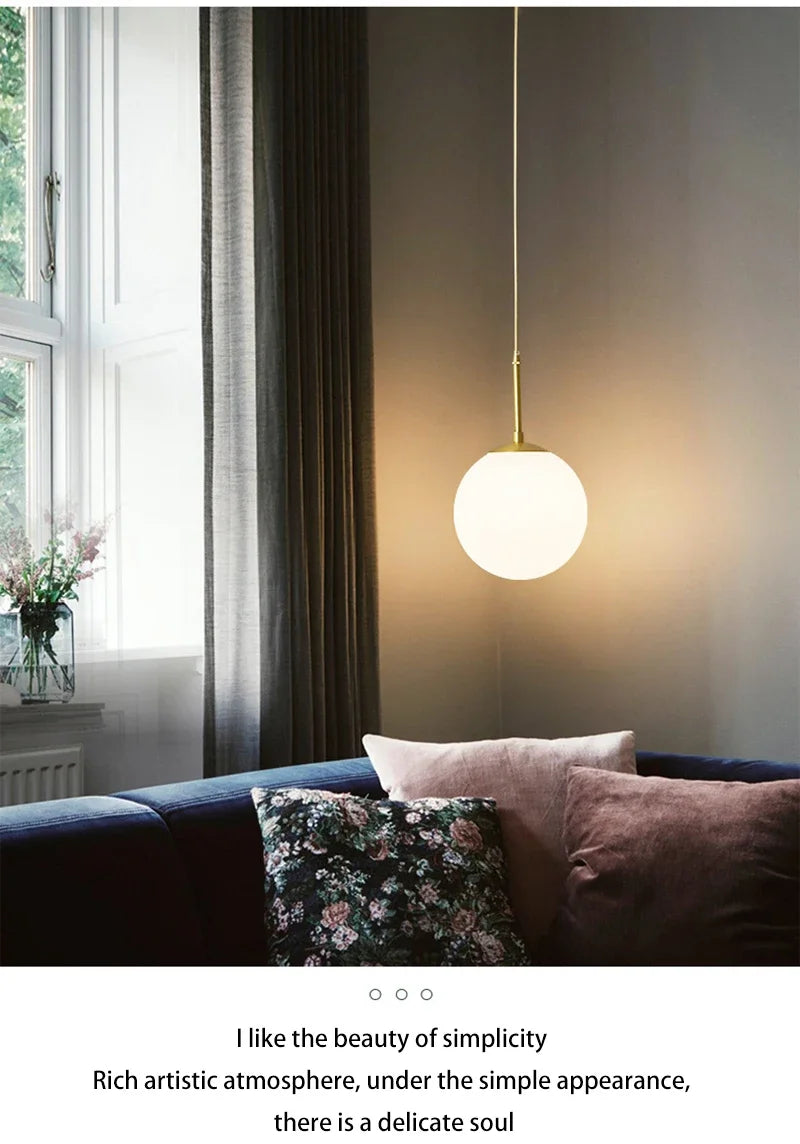 LED Glass Ball Pendant Lamp Nordic Chandelier Lights Home Indoor Dining Room Restaurant Bar Table Decor Hanging Suspension Lamp