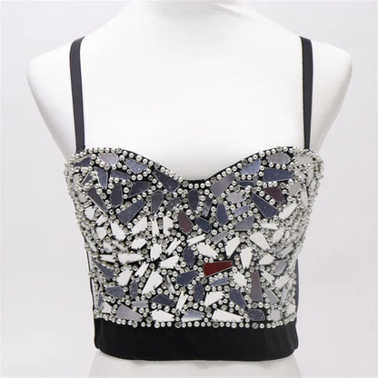 Quality Pearl Tank Tops Rhinestone Women Crop Top Club Clothes Streetwear Y2K Corset Woman Shaper Camis Fashion Feamale Clothing