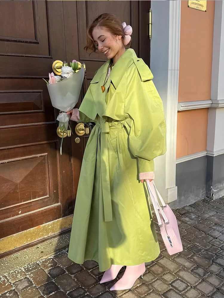 Black Stand Collar Trench Coat Women Casual Long Sleeve Single-breasted Loose Windbreaker 2026 Lady Autumn High Street Outwear