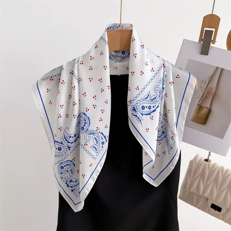 70*70cm Zebra Stripes Print Head Scarf for Women Silk Square Scarves Foulard Bandana Fashion Decorate Hijab Female Neckerchief