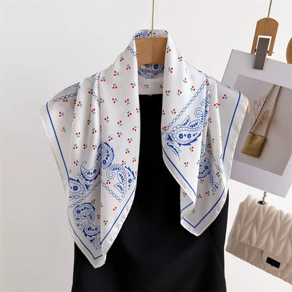 70*70cm Zebra Stripes Print Head Scarf for Women Silk Square Scarves Foulard Bandana Fashion Decorate Hijab Female Neckerchief