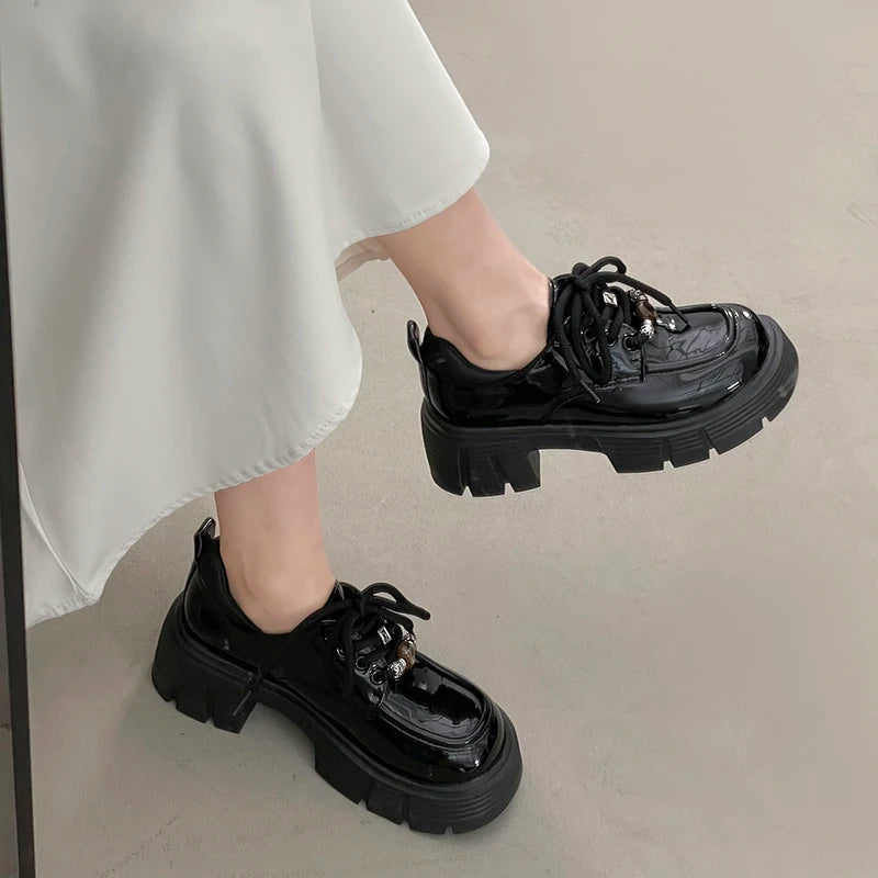 2026 Loafers Women Shoes New in Fashion Luxury Designer Thick-soled Relaxation Women Shoes Black Big Size Shoes 7657