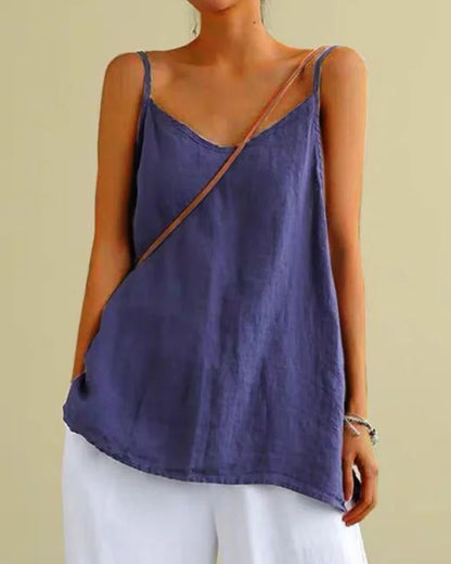 Women's Summer Thin Cotton Linen Style Camisole Fashion Sling Tops Harajuku T-shirt Women Clothing Casual Tank Top Streetwear