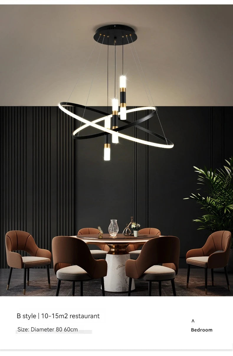 Modern Round LED Chandeliers for Living Room Dining Room Kitchen Island Luster Pendant Lights Fixture Home Decor Indoor Lighting