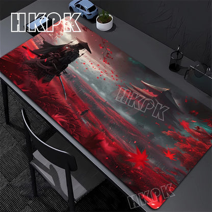 Samurai Mouse Pad XXL Black and White Gaming keyboard Mat Large Oni Samurai Extended Deskmat Ghost of Tsushima Mousepsd 90x40cm