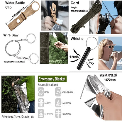 269-Piece Professional Survival Health Equipment Set with Outdoor Fire Starter Compass Multi-tool for Camping And Outdoor Adventure Suitable for Men Fathers Husbands And Women