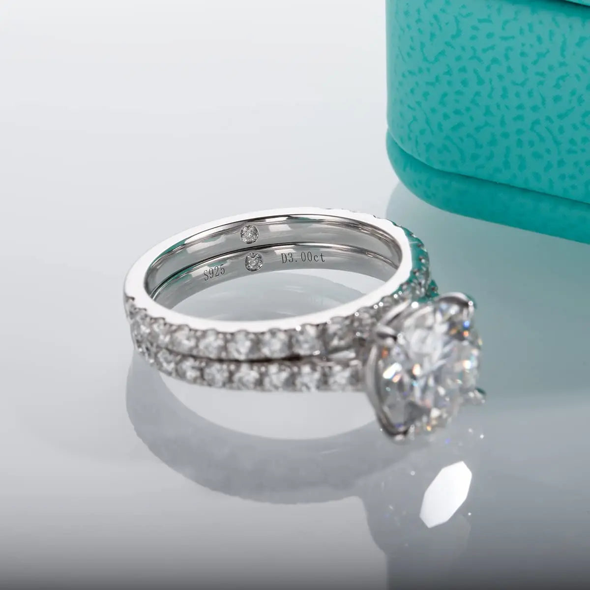 3CT Moissanite Bridal Rings Set with Certificate D Color Diamond Engagement Ring 925 Sterling Silver Wedding Band for Women