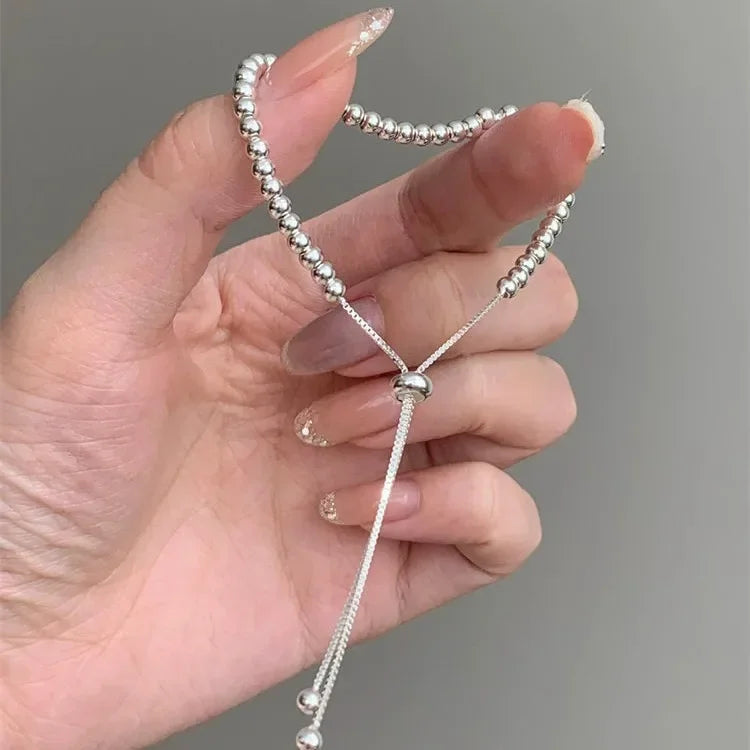 925 Sterling Silver Beautiful Bead Bracelets For Women Korean Fashion Designer Adjustable Bead Bracelet Luxury Original Jewelry