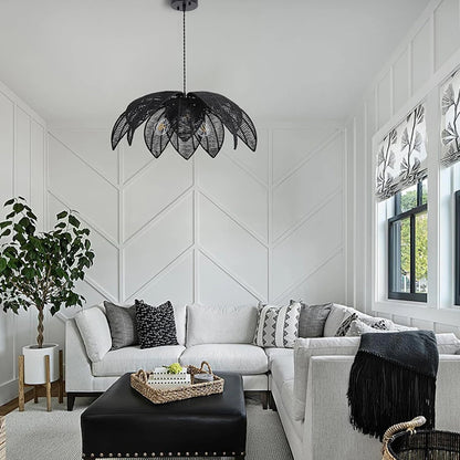 Nordic American Retro Rattan Chandelier Home Decor Living Dining Room Pendant Lights Bedroom B&B Restaurant Hanging Lamp Fixture