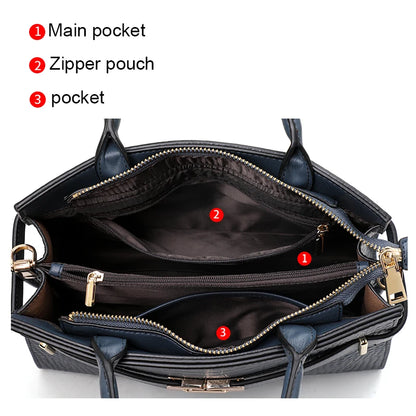 Genuine Leather Cowhide Women's HandbagConvertible for Crossbody & Shoulder Carry, with Silk Scarf, Crocodile Pattern Tote Bag