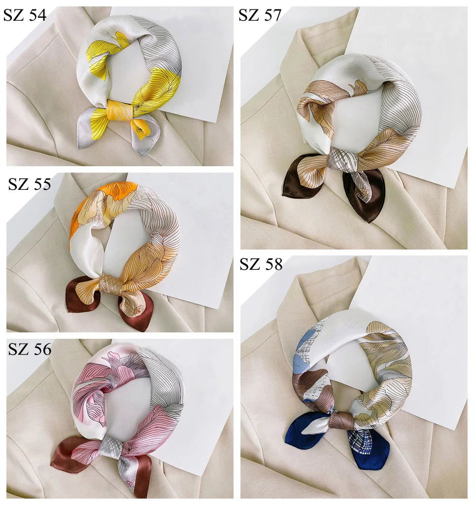 Silk Scarf For Bag Lady Neck Tie 100% Silk Scarf Luxury Brand Print Flower Stripe Plaid Dot Bandana Hair Tie Handkerchief Gifts