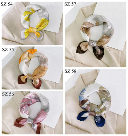 Silk Scarf For Bag Lady Neck Tie 100% Silk Scarf Luxury Brand Print Flower Stripe Plaid Dot Bandana Hair Tie Handkerchief Gifts