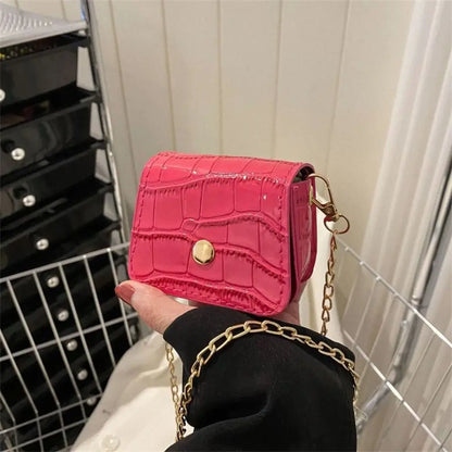 Korean Fashion Mini Crossbody Bags PU Simplicity Shoulder Bag Versatile Chain Handbag Lipstick