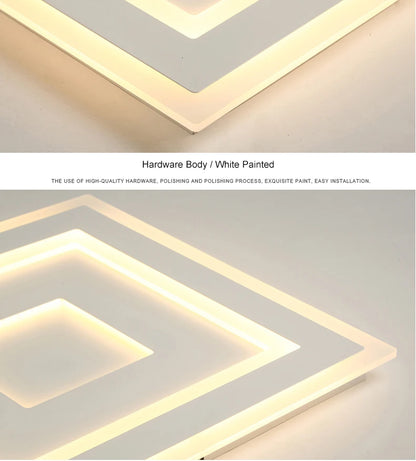Slim LED Ceiling Light Dimmable Chandelier Ceiling Lamps Sleek White Lamp for Living Room Bedroom, Flush Mount Lighting Lights