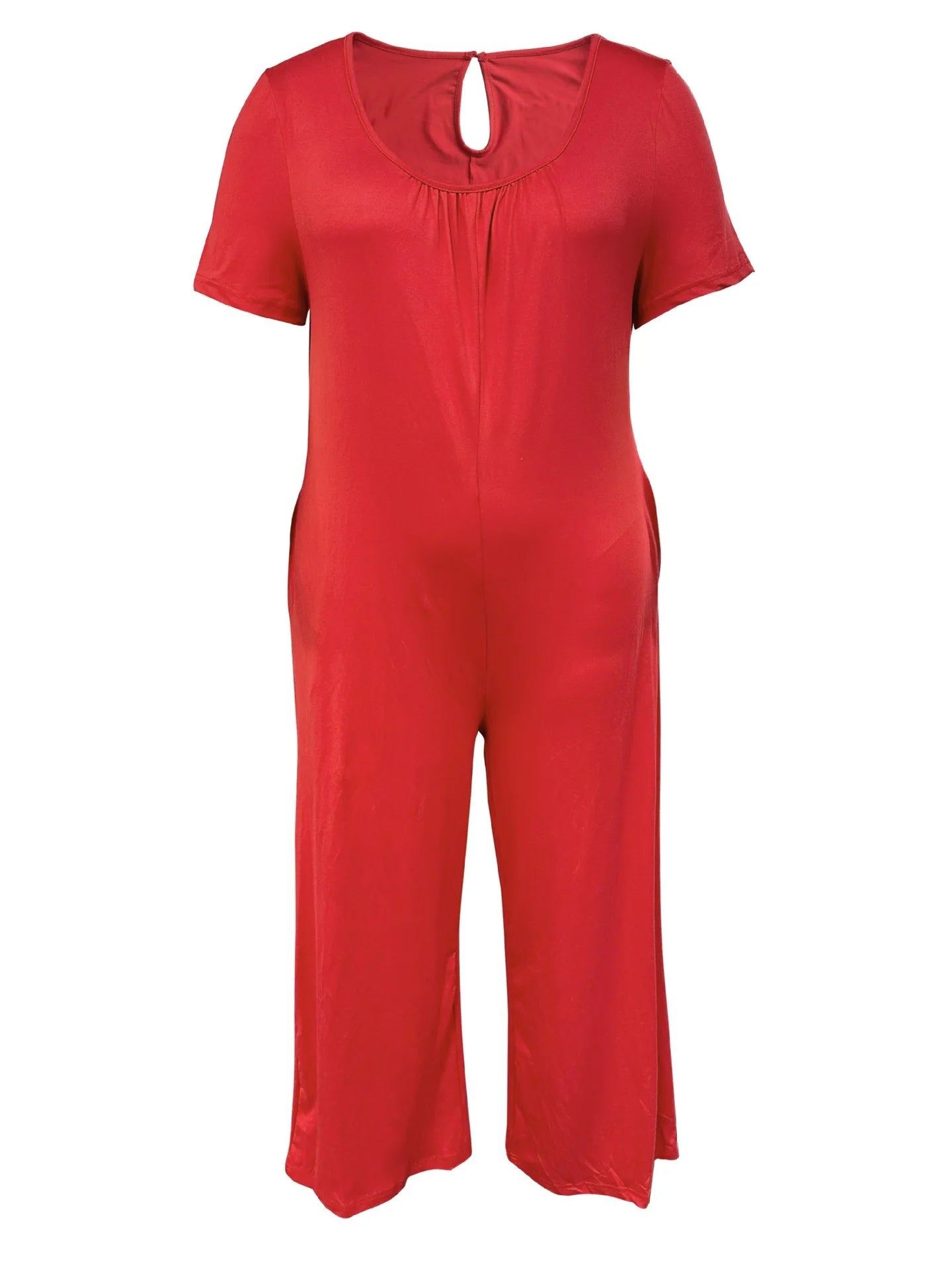 Plus Size 0XL-5XL Summer Rompers Overalls Women's Solid Color Jumpsuit with Pockets Casual Fashion Short Sleeve Jumpsuits