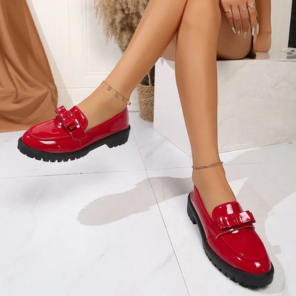 European and American Luxury Womens Leather Shoes Autumn New Outdoor Leisure Loafers Fashion Lacquer Leather Women's Shoes