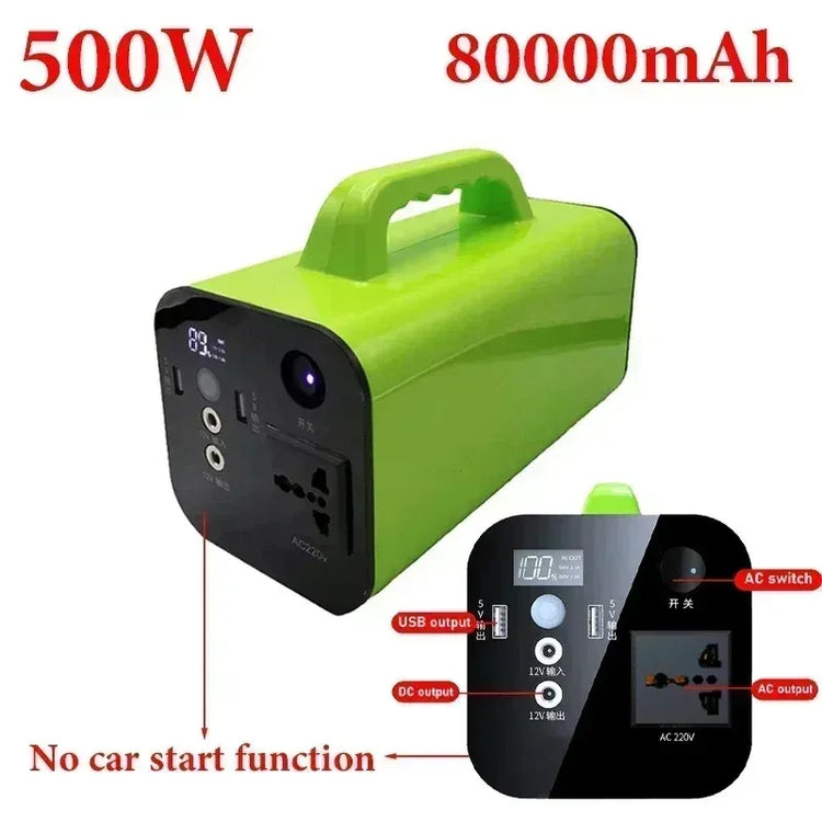 500W 80000mah Portable Power Station Emergency Power Supply Charging Station 220v for Home Power Bank Generator Battery Backup
