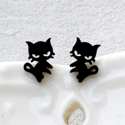 Minimalist Stainless Steel Earings Mini Heart Star Geometric Stud Earrings For Women Cute Cat Dog Flower Leaf Earrings Jewelry