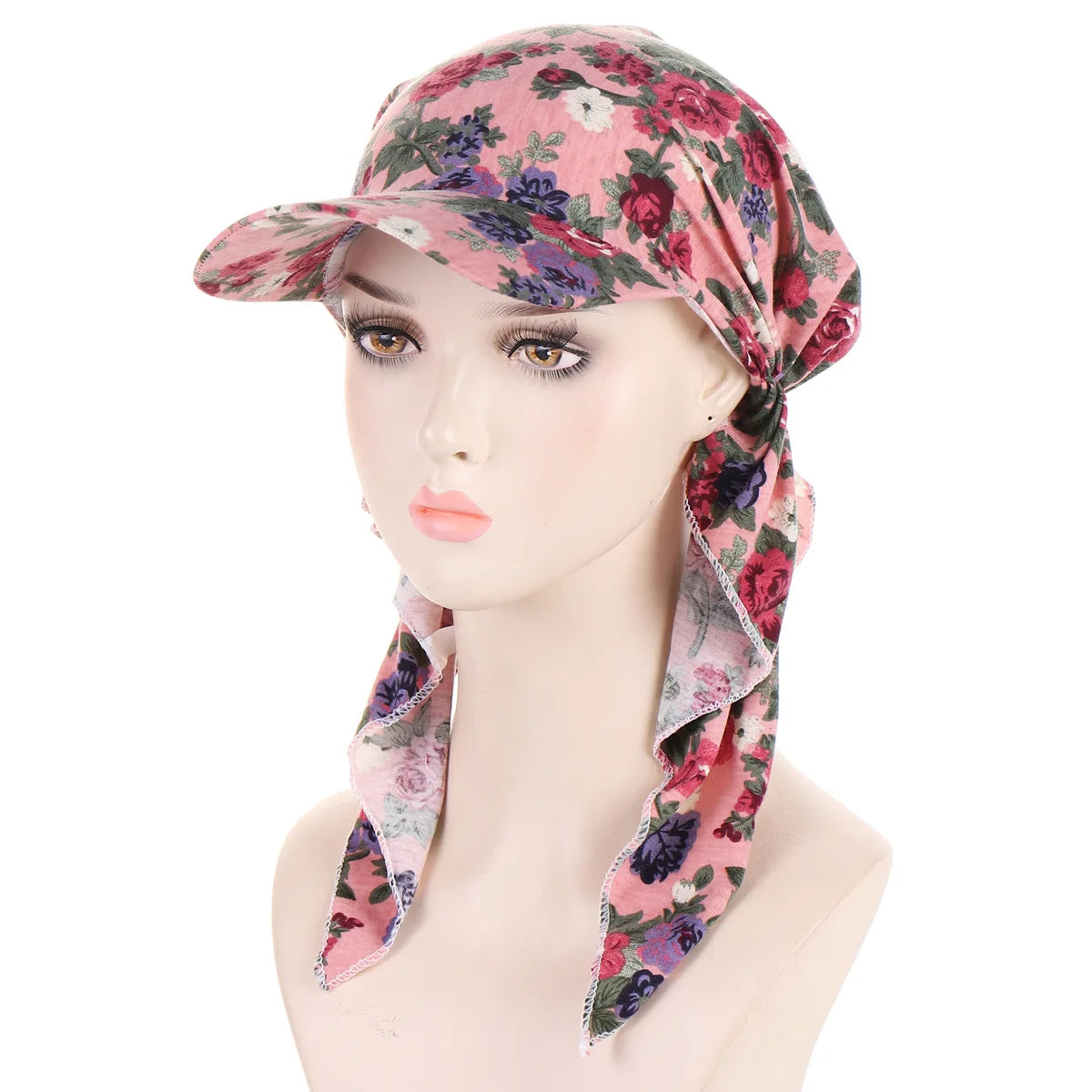 Trendy Print Muslim Hijab Caps With Brim Women Baseball Cap Wrap Head Ramadan Ladies Fashion Headwear Turban Bonnet