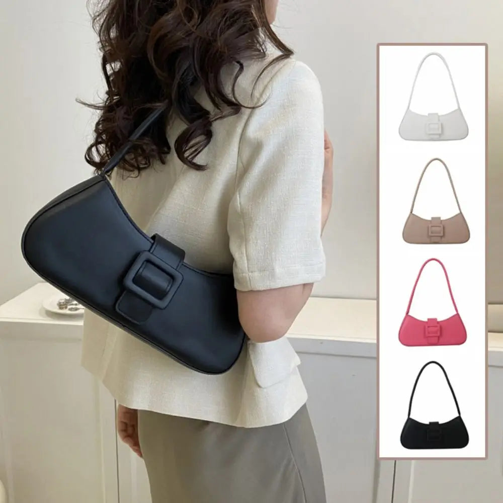 PU Leather Underarm bag Women Korean Style Large Capacity Half-moon Tote Bag Minimalist Armpit Pouch Ladies Luxury Handbags