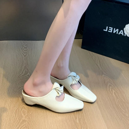 Women Heeled Sandals Slingback Mules Leather Shoes Summer Slippers 2026 Luxury Mary Jane Shoes Comfort Flip Flops Mujer Slides