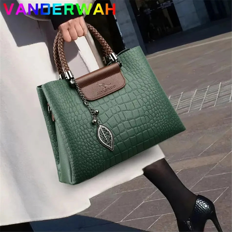 Genuine Soft Pu Leather Handbags for Women Vintage Shoulder Tote Bag Luxury Designer Ladies Large Capacity Purse Bags Sac A Main