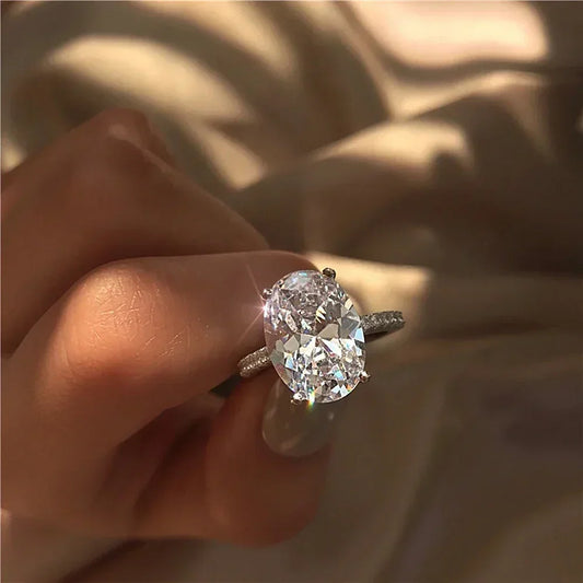 Oval Cut Full Moissanite Engagement Ring for Women  S925 Silver1/2/3/4Carat Hidden Halo Diamond Wedding Rings with Certificates
