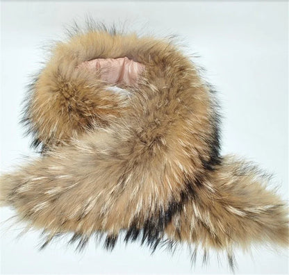 Winter Real Fox Fur Collar Woman Furry Natural Raccoon Fur Scarf Shawls Luxury Neck Warmer Wraps For Coat Fur Scarves Large Size