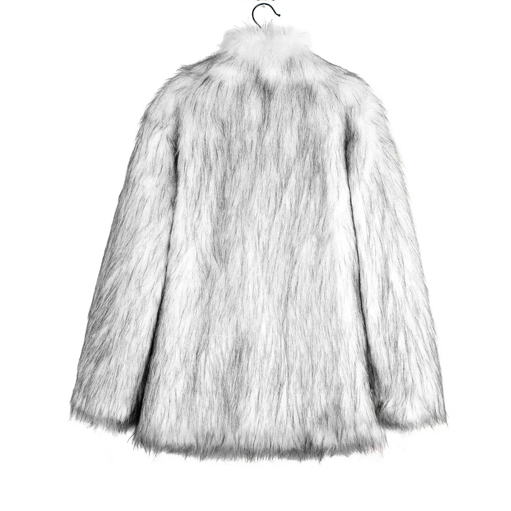 2026 Autumn Winter Brown Faux Fur Coat Women Casual Turndown collar Fluffy Plush Jacket Long Sleeve Thick Fake Fur Warm Cardigan