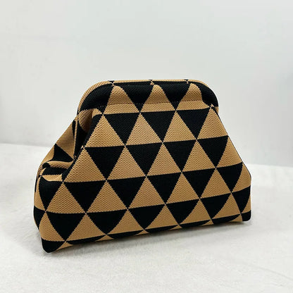 Woven Crochet Handbags for Women Summer Beach Clutch Bag Purses Knitting Dumpling Clutch Ruched Cute Cloud Casual Colorblock Bag