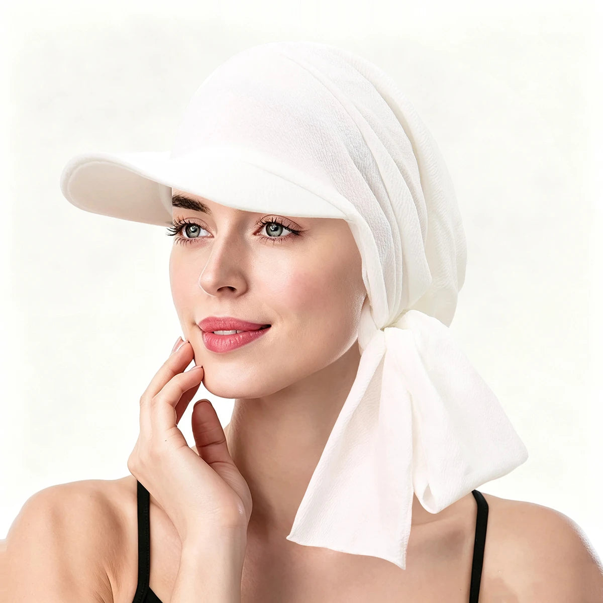 Solid Color Fashion Muslim Hijab Turban Hat for Women Visor Baseball Cap Sun Hats Headscarf Scarf Brim Femme Scarves Bandanas