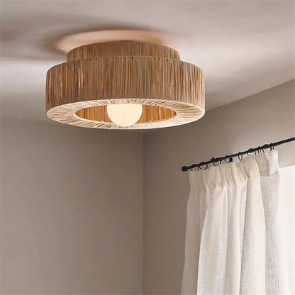 Golden Editions Designer Chandelier woven Rattan Straw Pendant Lights large Rattan lighting suspension wabi sabi Restaurant lamp
