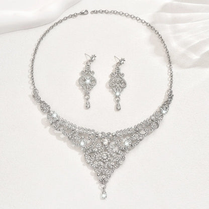 Design Sense Palace Style Jewelry Set, High-End Luxury Rhinestone Inlaid Women's Jewelry Accessories