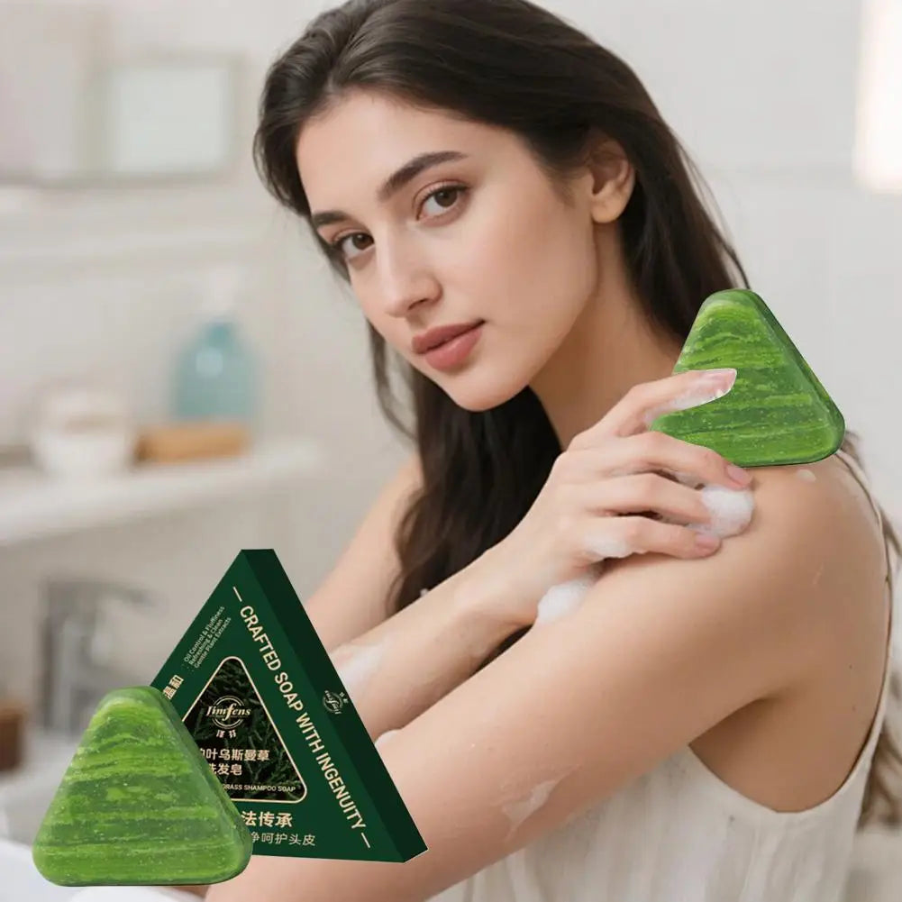 Herbal Biotin & Usma Shampoo Bar for Hair, Oil Control Scalp Care Soap for Itchy Dandruff, Volumizing Smooth for Oily Hair
