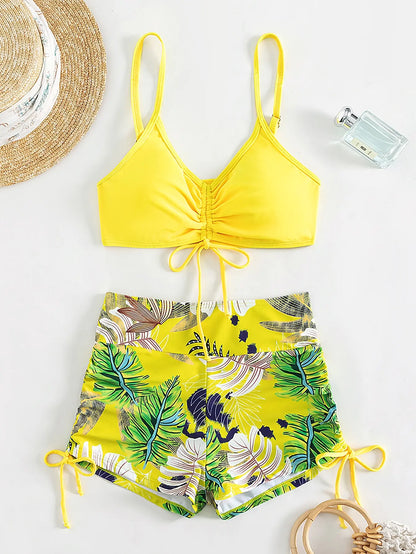 Drawstring Front Shorts Bikinis 2026 High Waist Swimsuit Women Swimwear Female Bathers Bathing Swimming Swim Suit Beachwear