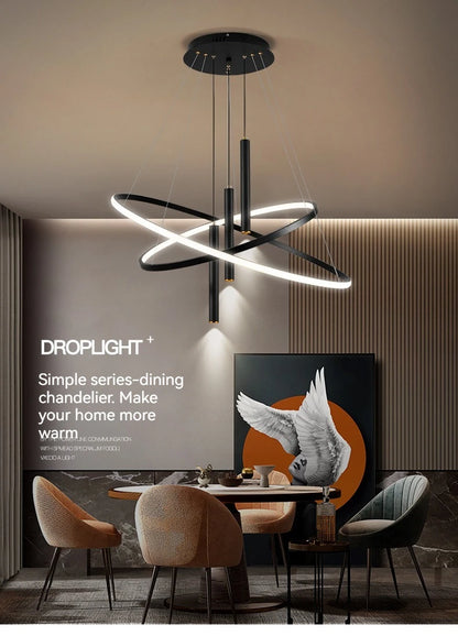 Modern Round LED Chandeliers for Living Room Dining Room Kitchen Island Luster Pendant Lights Fixture Home Decor Indoor Lighting