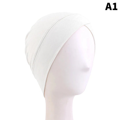 1PCS Women Modal Cotton Cross Turban Muslim Headwrap Soft Beanie Inner Underscraf Hat Headcover Hijabs Lady Chemo Cap