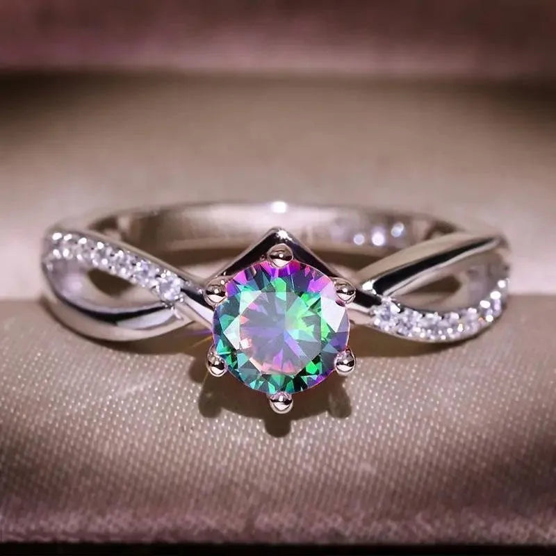 925 Sterling Silver Trendy 6 Claws Zirconia Stone Rings for Women Fashion Proposal Band Accessories Gorgeous Bridal Jewelry Gift
