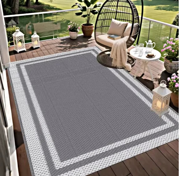 Outdoor Carpets Reversible Plastic Straw Patio Rugs Woven Carpets Family Picnic Mats Home Decoration