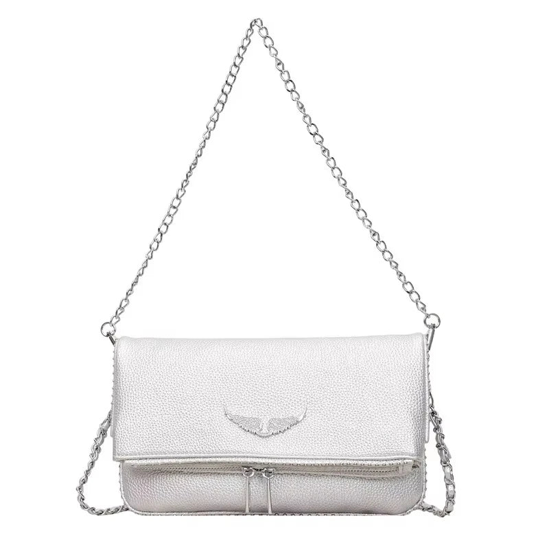 Fashionable Retro Ladies Chain-Shoulder Square Bag Luxury Textured Crossbody Shoulder Bag Women Handbags and Purses Underarm Bag