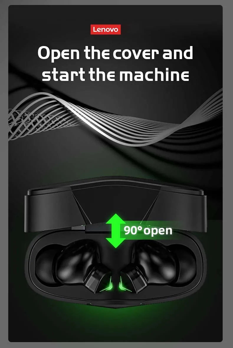 Choice US Lenovo LP6 Bluetooth 5.0 Headphones 9D Strong Deep Bass Music Sound Earbuds Sweatproof Cinema Sound Earphones