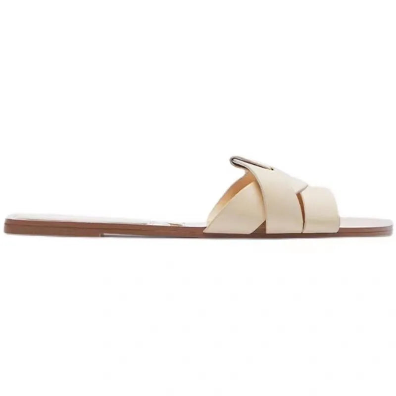 Flat Slippers Casual Shoes Woman 2026 Trend Luxury Summer Elegant Dresses Sandals Beach Designer House Round Toe Brand Bathroom