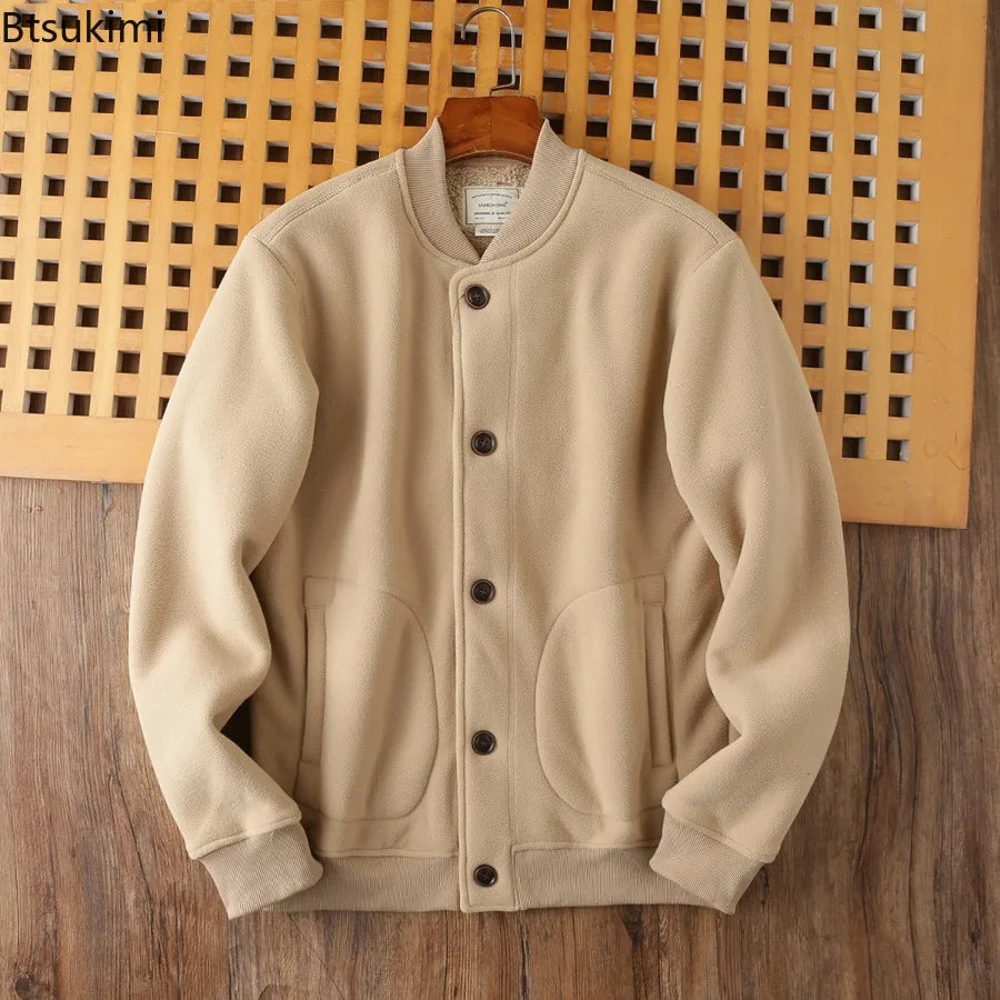 Winter New Men's Baseball Coats Double-sided Polar Fleece Soft Warm Men Jackets Thicken Casual Windbreak Outwear Male Streetwear