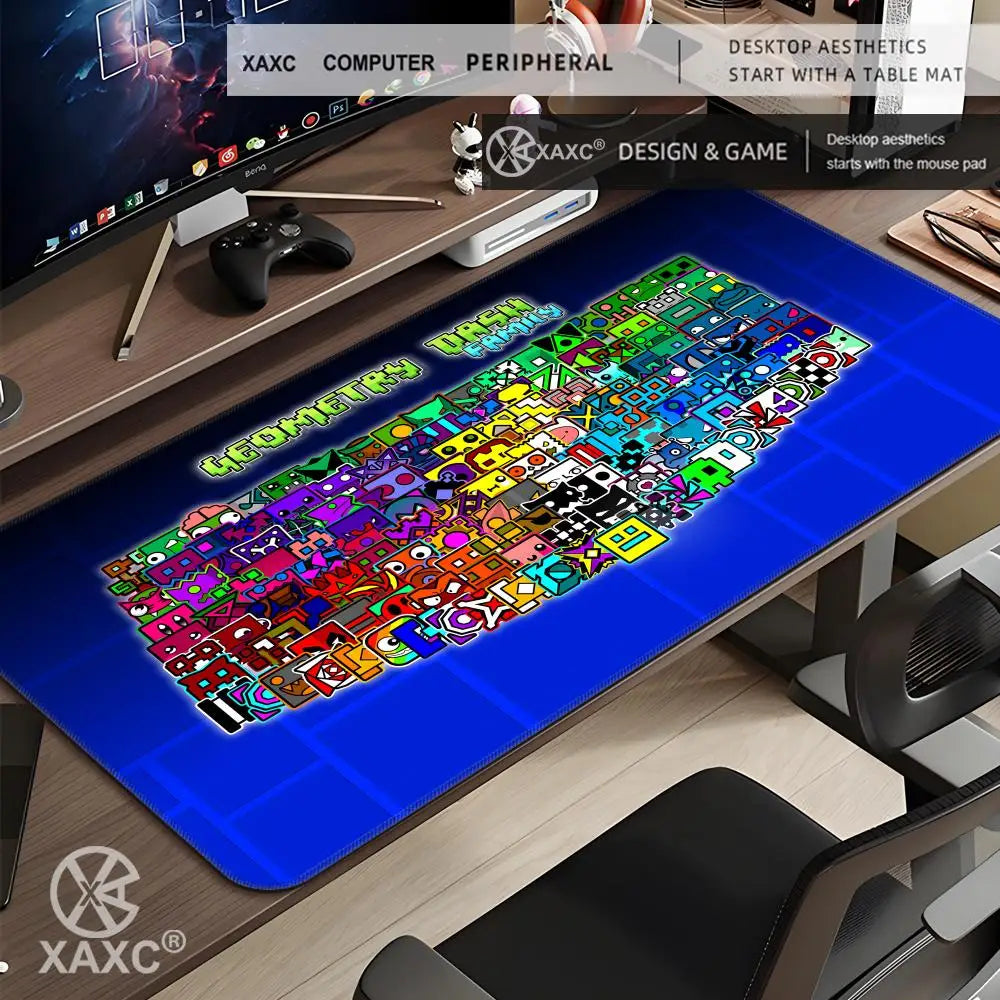 E-sports Cool Mouse Pad Geometry Dash Gaming Desk Mat Laptop Carpet PC Cabinet Large 900x400mm Accessories Computer XXL XAXC