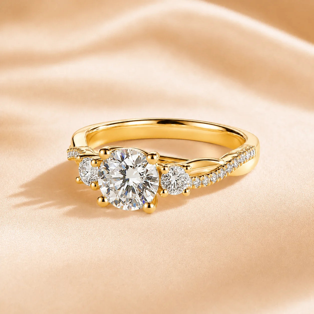 Custom Lab Grown Diamond Ring 9K 14K Gold 0.5ct to 3ct D Color VVS Clarity Engagement Wedding Promise Anniversary Ring for Women